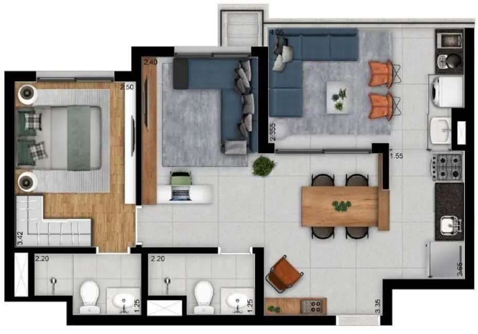 Apartamento com 3 quartos à venda, 68m2 em Vila Clementino, São Paulo - SP - imagem 4 Foto 4 de Apartamento com 3 quartos à venda, 68m2 em Vila Clementino, São Paulo - SP