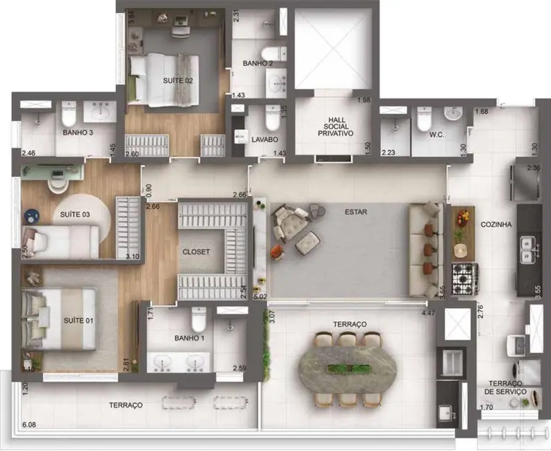 Foto 6 de Apartamento com 3 quartos à venda, 142m2 em Santo Amaro, São Paulo - SP