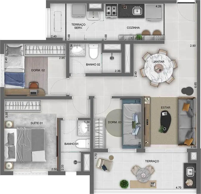 Apartamento com 2 quartos à venda, 61m2 em Água Branca, São Paulo - SP - imagem 4 Foto 4 de Apartamento com 2 quartos à venda, 61m2 em Água Branca, São Paulo - SP