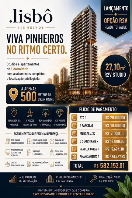 Foto 1 de Apartamento com 1 quarto à venda, 45m2 em Pinheiros, São Paulo - SP