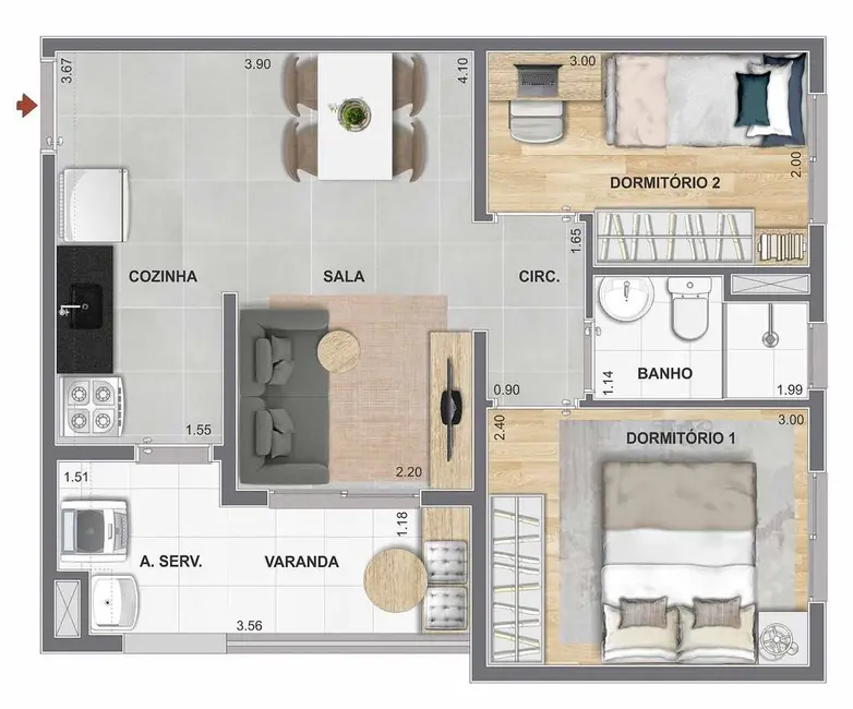Apartamento com 1 quarto à venda, 34m2 em Mooca, São Paulo - SP - imagem 4 Foto 4 de Apartamento com 1 quarto à venda, 34m2 em Mooca, São Paulo - SP
