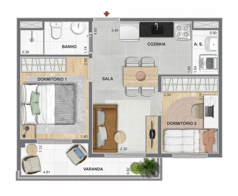 Apartamento com 1 quarto à venda, 34m2 em Mooca, São Paulo - SP - imagem 2 Foto 2 de Apartamento com 1 quarto à venda, 34m2 em Mooca, São Paulo - SP