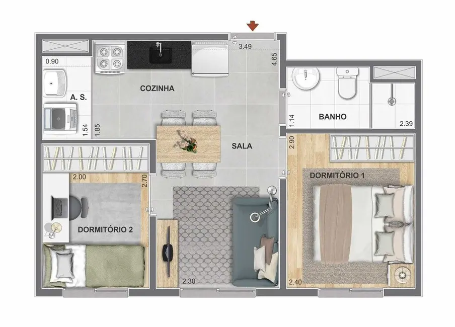 Apartamento com 1 quarto à venda, 34m2 em Mooca, São Paulo - SP - imagem 5 Foto 5 de Apartamento com 1 quarto à venda, 34m2 em Mooca, São Paulo - SP