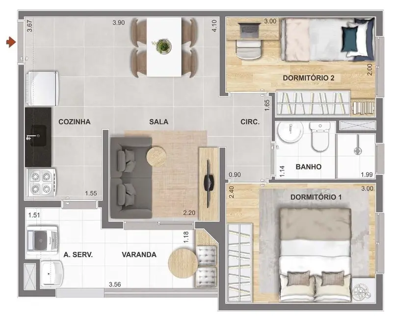 Foto 3 de Apartamento com 1 quarto à venda, 45m2 em Mooca, São Paulo - SP