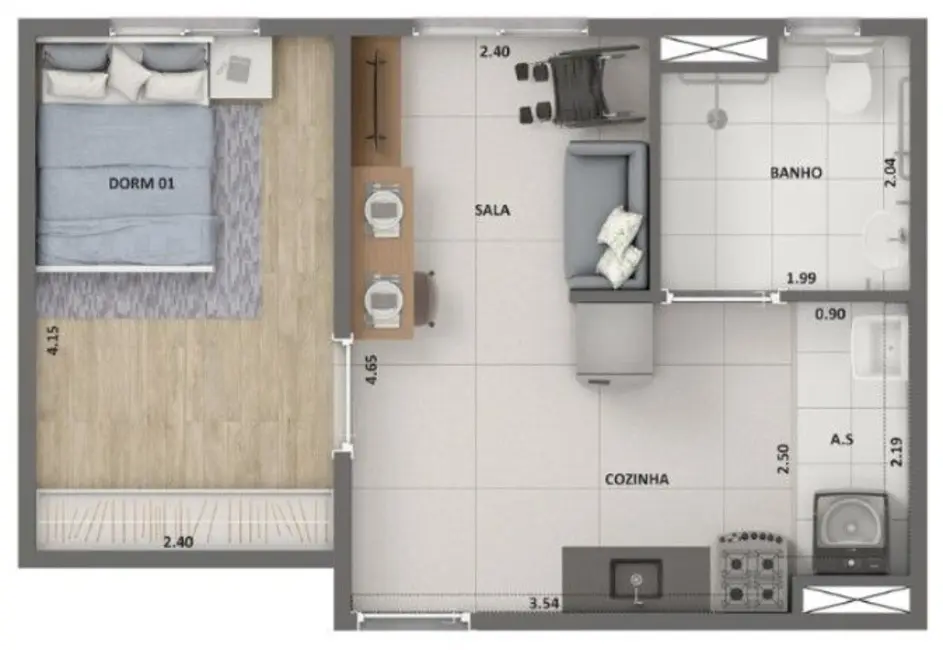 Foto 6 de Kitnet com 1 quarto à venda, 29m2 em Usina Piratininga, São Paulo - SP