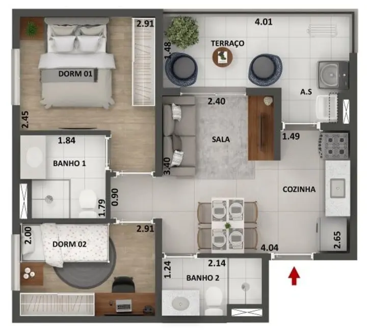 Apartamento com 2 quartos à venda, 46m2 em City América, São Paulo - SP - imagem 2 Foto 2 de Apartamento com 2 quartos à venda, 46m2 em City América, São Paulo - SP