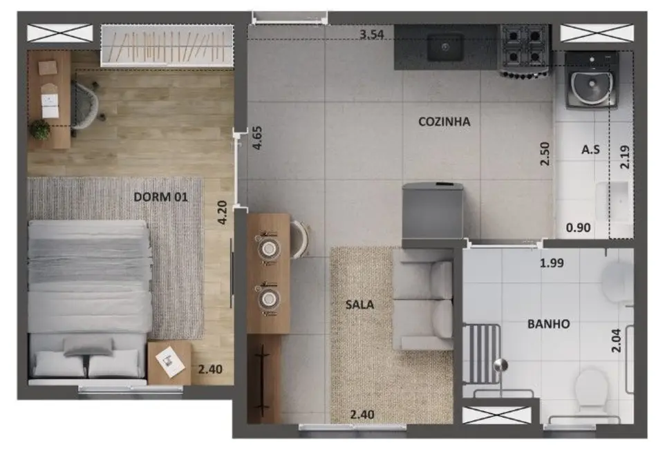 Apartamento com 2 quartos à venda, 37m2 em Lapa, São Paulo - SP - imagem 2 Foto 2 de Apartamento com 2 quartos à venda, 37m2 em Lapa, São Paulo - SP