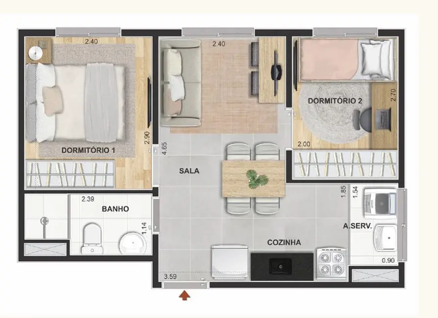 Apartamento com 2 quartos à venda, 37m2 em Butantã, São Paulo - SP - imagem 3 Foto 3 de Apartamento com 2 quartos à venda, 37m2 em Butantã, São Paulo - SP