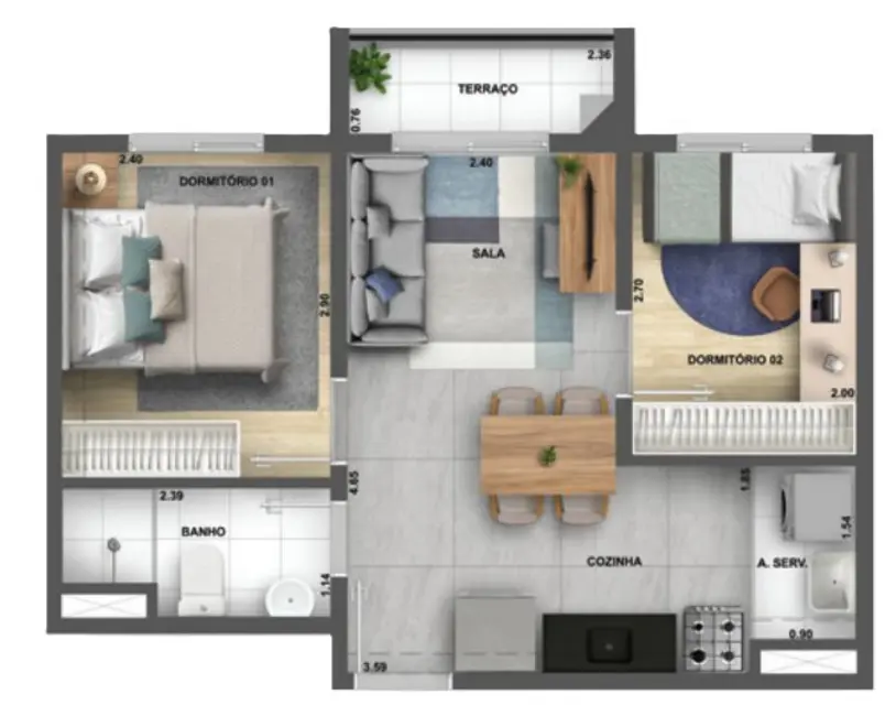 Foto 3 de Apartamento com 2 quartos à venda, 37m2 em Jardim Santa Emília, São Paulo - SP
