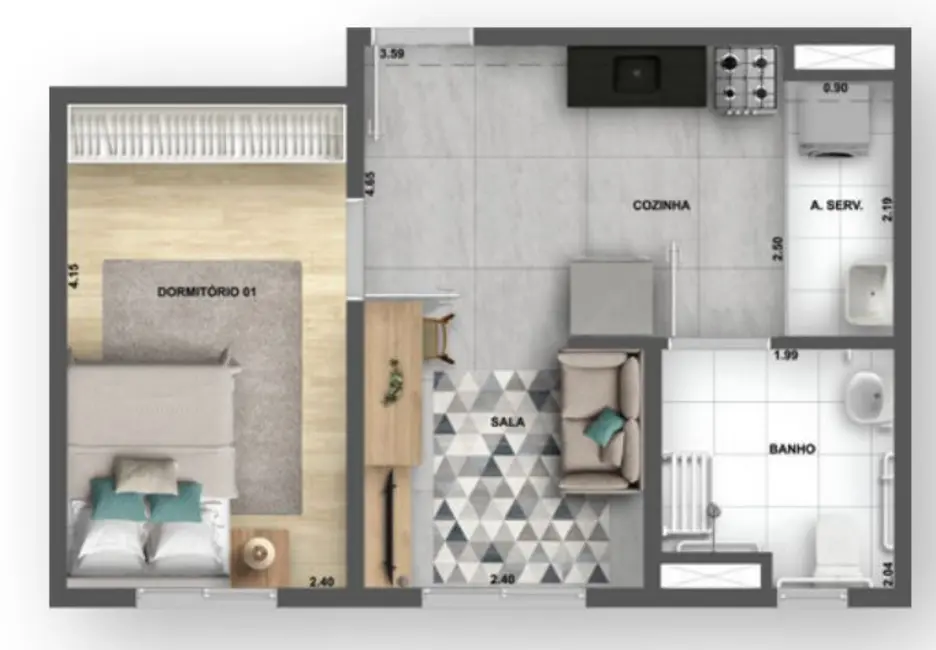 Foto 4 de Apartamento com 2 quartos à venda, 37m2 em Jardim Santa Emília, São Paulo - SP