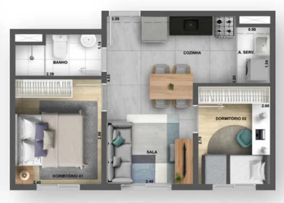 Foto 2 de Apartamento com 2 quartos à venda, 37m2 em Jardim Santa Emília, São Paulo - SP