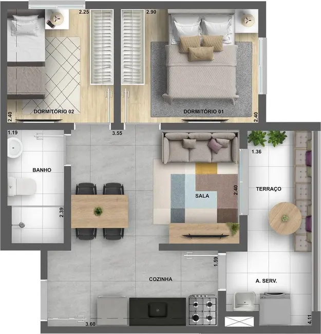 Apartamento com 2 quartos à venda, 44m2 em Campo Limpo, São Paulo - SP - imagem 5 Foto 5 de Apartamento com 2 quartos à venda, 44m2 em Campo Limpo, São Paulo - SP