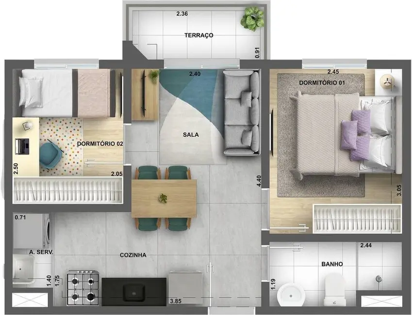 Apartamento com 2 quartos à venda, 44m2 em Campo Limpo, São Paulo - SP - imagem 4 Foto 4 de Apartamento com 2 quartos à venda, 44m2 em Campo Limpo, São Paulo - SP