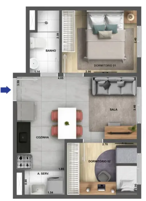 Foto 3 de Apartamento com 2 quartos à venda, 37m2 em Jaguaré, São Paulo - SP