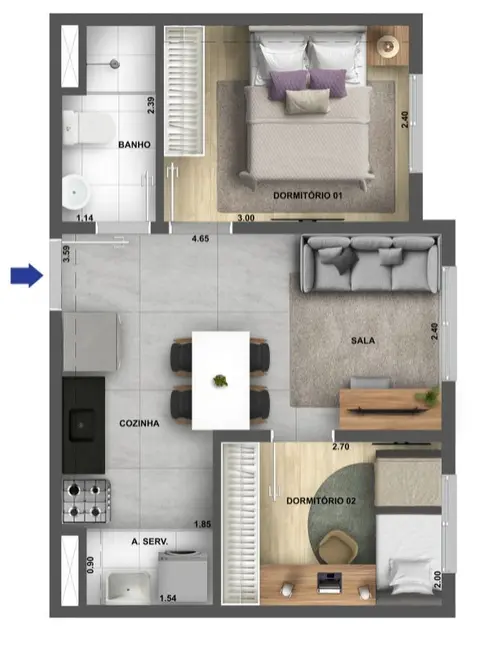 Foto 1 de Apartamento com 2 quartos à venda, 37m2 em Jaguaré, São Paulo - SP