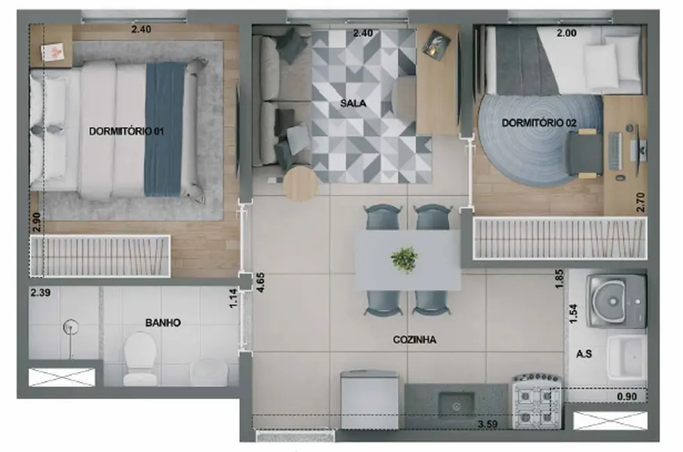 Foto 1 de Apartamento com 2 quartos à venda, 44m2 em Bom Retiro, São Paulo - SP