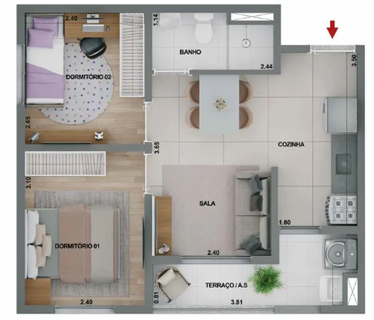 Foto 2 de Apartamento com 2 quartos à venda, 44m2 em Bom Retiro, São Paulo - SP