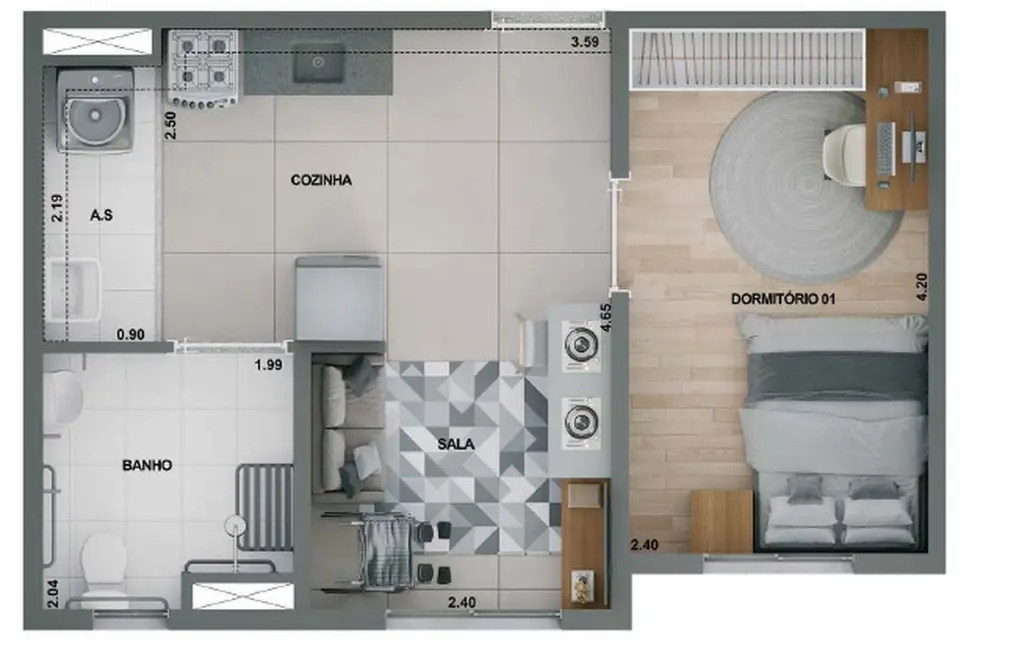 Foto 7 de Apartamento com 2 quartos à venda, 44m2 em Bom Retiro, São Paulo - SP