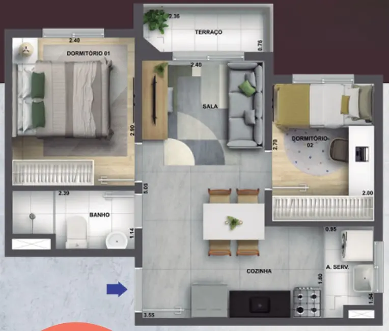 Apartamento com 2 quartos à venda, 37m2 em Sacomã, São Paulo - SP - imagem 4 Foto 4 de Apartamento com 2 quartos à venda, 37m2 em Sacomã, São Paulo - SP
