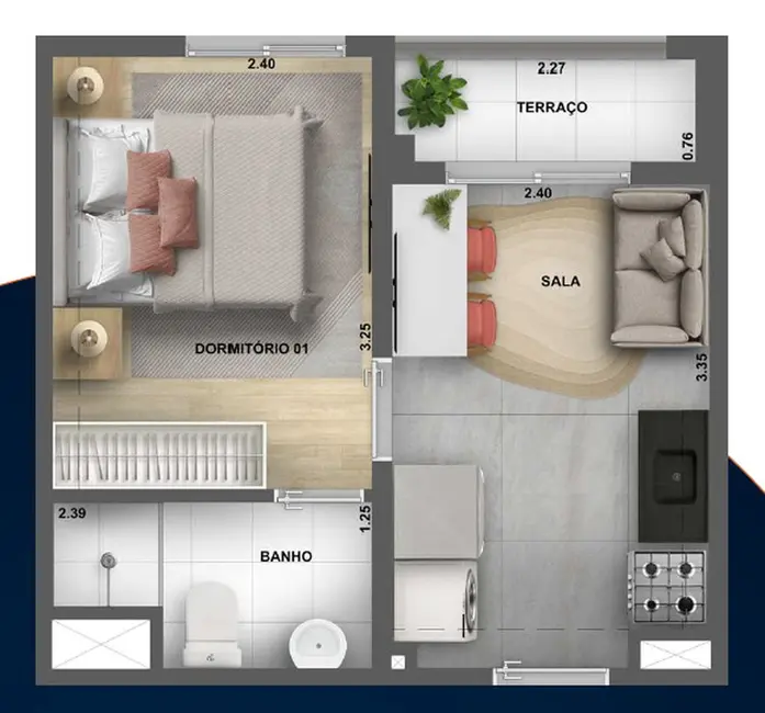 Apartamento com 2 quartos à venda, 35m2 em Água Branca, São Paulo - SP - imagem 3 Foto 3 de Apartamento com 2 quartos à venda, 35m2 em Água Branca, São Paulo - SP