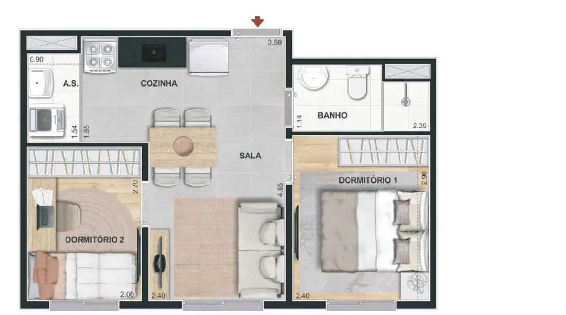 Foto 4 de Apartamento com 2 quartos à venda, 35m2 em Santo Amaro, São Paulo - SP