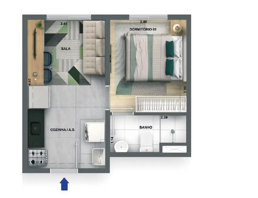 Foto 1 de Apartamento com 2 quartos à venda, 32m2 em Jaguaré, São Paulo - SP