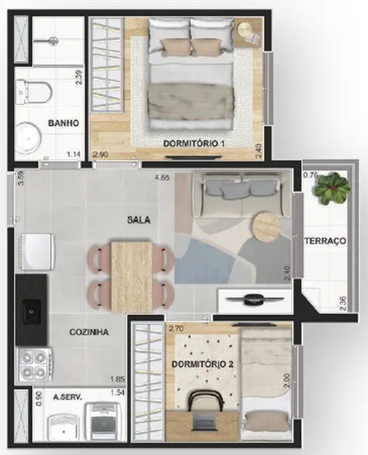 Apartamento com 2 quartos à venda, 37m2 em Vila Romana, São Paulo - SP - imagem 2 Foto 2 de Apartamento com 2 quartos à venda, 37m2 em Vila Romana, São Paulo - SP
