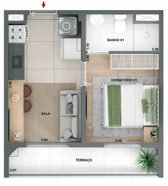 Apartamento com 2 quartos à venda, 39m2 em Vila Carrão, São Paulo - SP - imagem 5 Foto 5 de Apartamento com 2 quartos à venda, 39m2 em Vila Carrão, São Paulo - SP