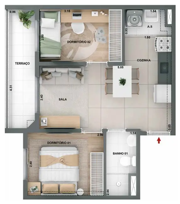 Apartamento com 2 quartos à venda, 39m2 em Vila Carrão, São Paulo - SP - imagem 4 Foto 4 de Apartamento com 2 quartos à venda, 39m2 em Vila Carrão, São Paulo - SP