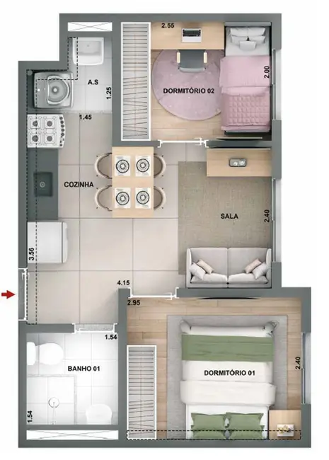 Apartamento com 2 quartos à venda, 39m2 em Vila Carrão, São Paulo - SP - imagem 7 Foto 7 de Apartamento com 2 quartos à venda, 39m2 em Vila Carrão, São Paulo - SP