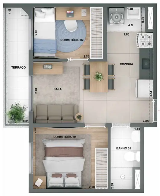 Apartamento com 2 quartos à venda, 39m2 em Vila Carrão, São Paulo - SP - imagem 2 Foto 2 de Apartamento com 2 quartos à venda, 39m2 em Vila Carrão, São Paulo - SP