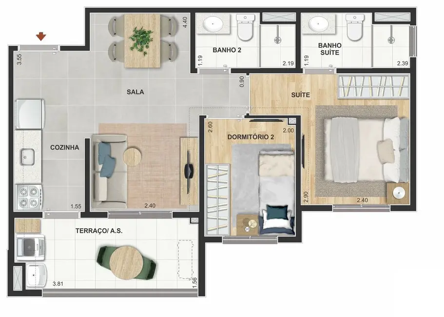 Foto 2 de Apartamento com 2 quartos à venda, 49m2 em Socorro, São Paulo - SP