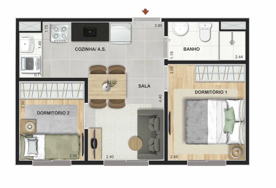 Foto 4 de Apartamento com 2 quartos à venda, 49m2 em Socorro, São Paulo - SP