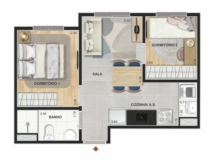 Foto 3 de Apartamento com 2 quartos à venda, 49m2 em Socorro, São Paulo - SP