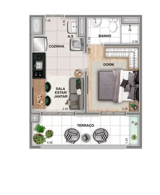 Foto 3 de Apartamento com 2 quartos à venda, 30m2 em Vila Sônia, São Paulo - SP
