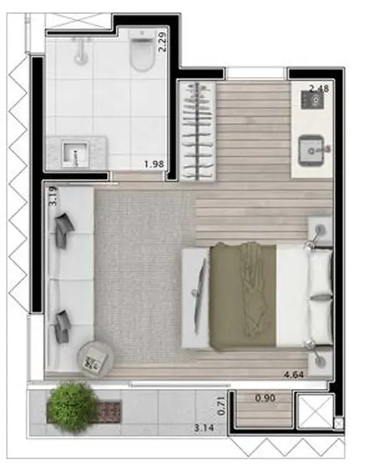 Kitnet com 1 quarto à venda, 30m2 em Vila Madalena, São Paulo - SP - imagem 2 Foto 2 de Kitnet com 1 quarto à venda, 30m2 em Vila Madalena, São Paulo - SP