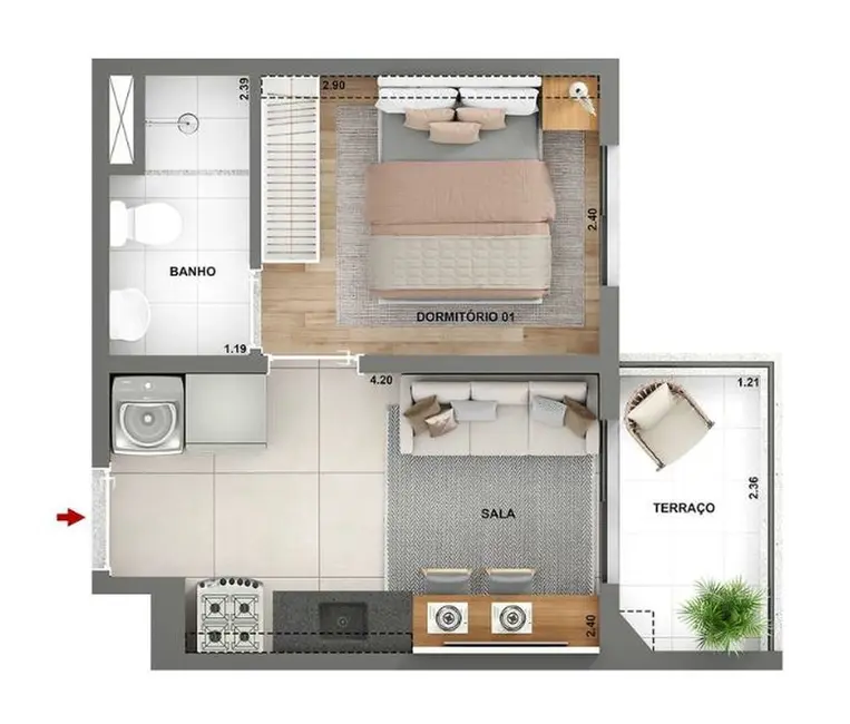 Foto 5 de Apartamento com 2 quartos à venda, 37m2 em Jardim Caravelas, São Paulo - SP