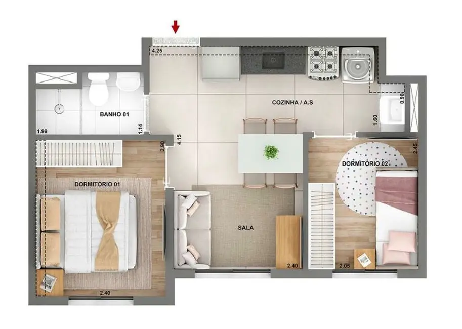 Foto 6 de Apartamento com 2 quartos à venda, 37m2 em Jardim Caravelas, São Paulo - SP
