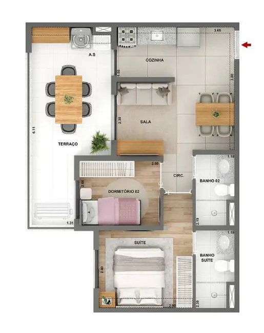 Foto 2 de Apartamento com 2 quartos à venda, 37m2 em Jardim Caravelas, São Paulo - SP
