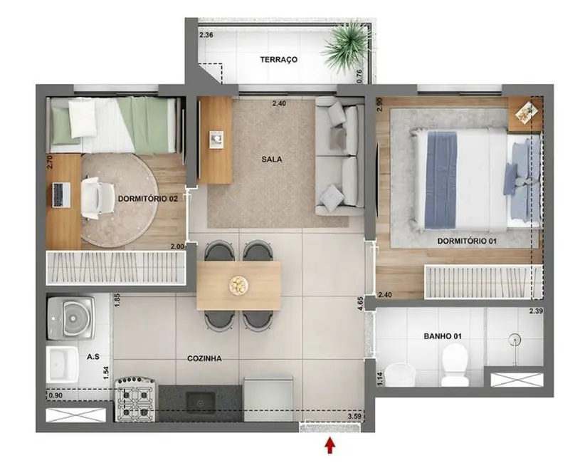 Foto 1 de Apartamento com 2 quartos à venda, 37m2 em Jardim Caravelas, São Paulo - SP