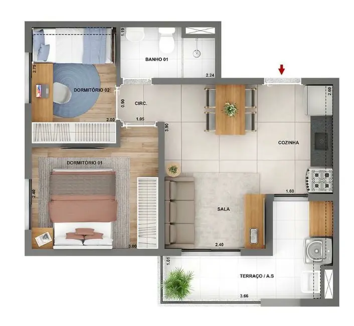 Foto 4 de Apartamento com 2 quartos à venda, 37m2 em Jardim Caravelas, São Paulo - SP