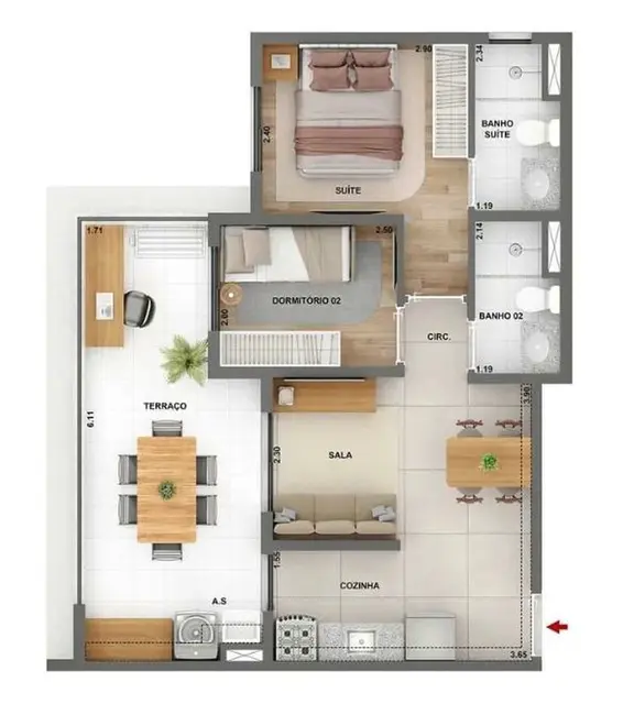 Foto 3 de Apartamento com 2 quartos à venda, 37m2 em Jardim Caravelas, São Paulo - SP