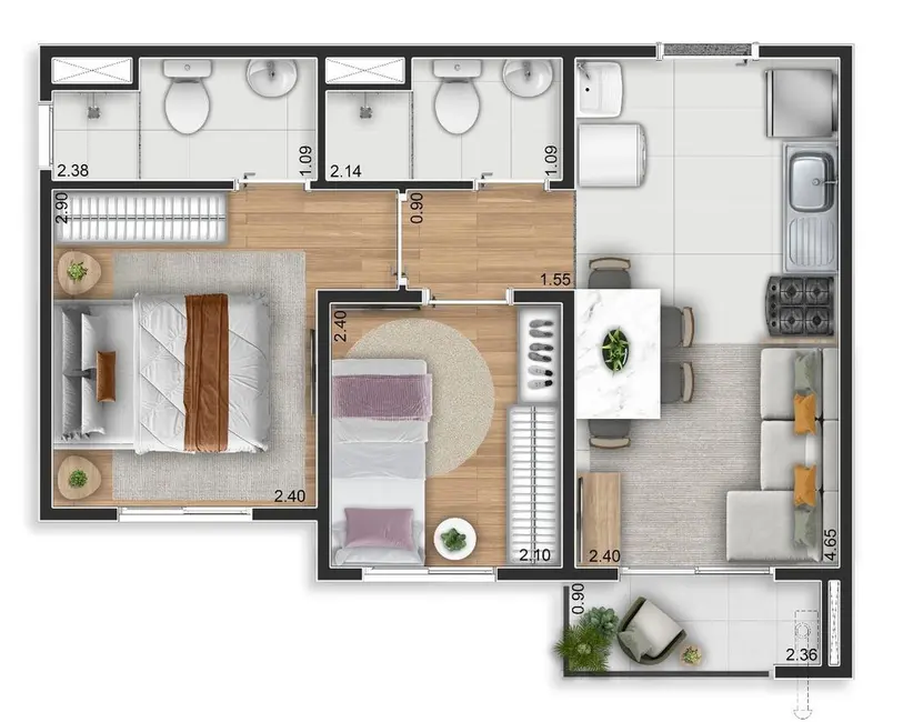 Foto 2 de Apartamento com 2 quartos à venda, 37m2 em Vila Prudente, São Paulo - SP