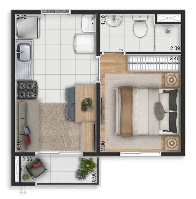 Foto 3 de Apartamento com 2 quartos à venda, 37m2 em Vila Prudente, São Paulo - SP