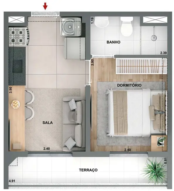 Foto 7 de Apartamento com 2 quartos à venda, 39m2 em Vila Carrão, São Paulo - SP