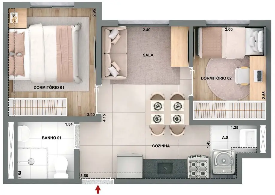 Foto 6 de Apartamento com 2 quartos à venda, 39m2 em Vila Carrão, São Paulo - SP