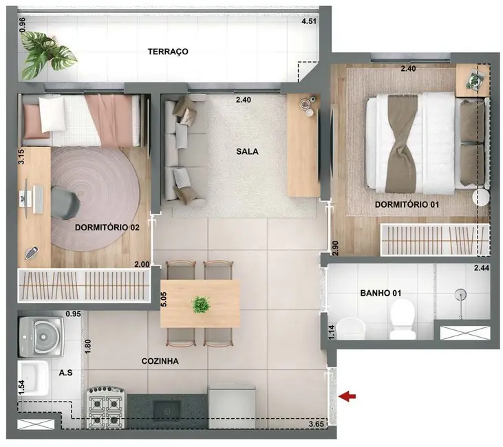 Foto 4 de Apartamento com 2 quartos à venda, 39m2 em Vila Carrão, São Paulo - SP