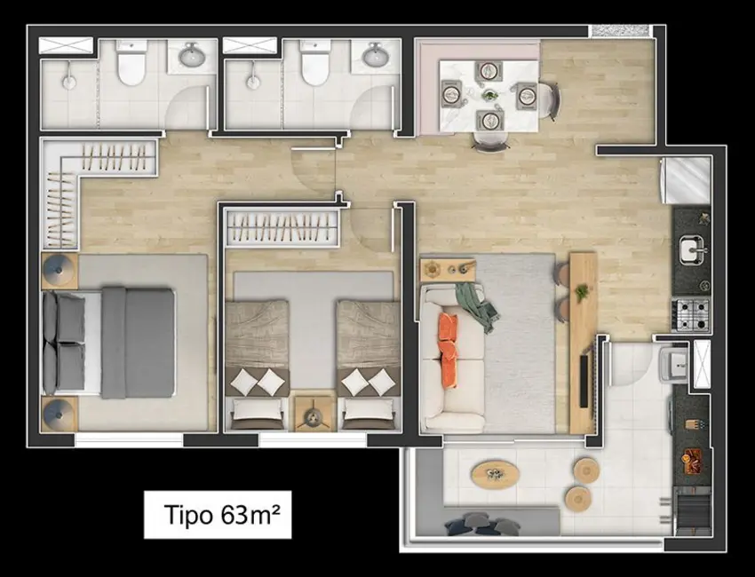 Apartamento com 2 quartos à venda, 63m2 em Barueri - SP - imagem 3 Foto 3 de Apartamento com 2 quartos à venda, 63m2 em Barueri - SP