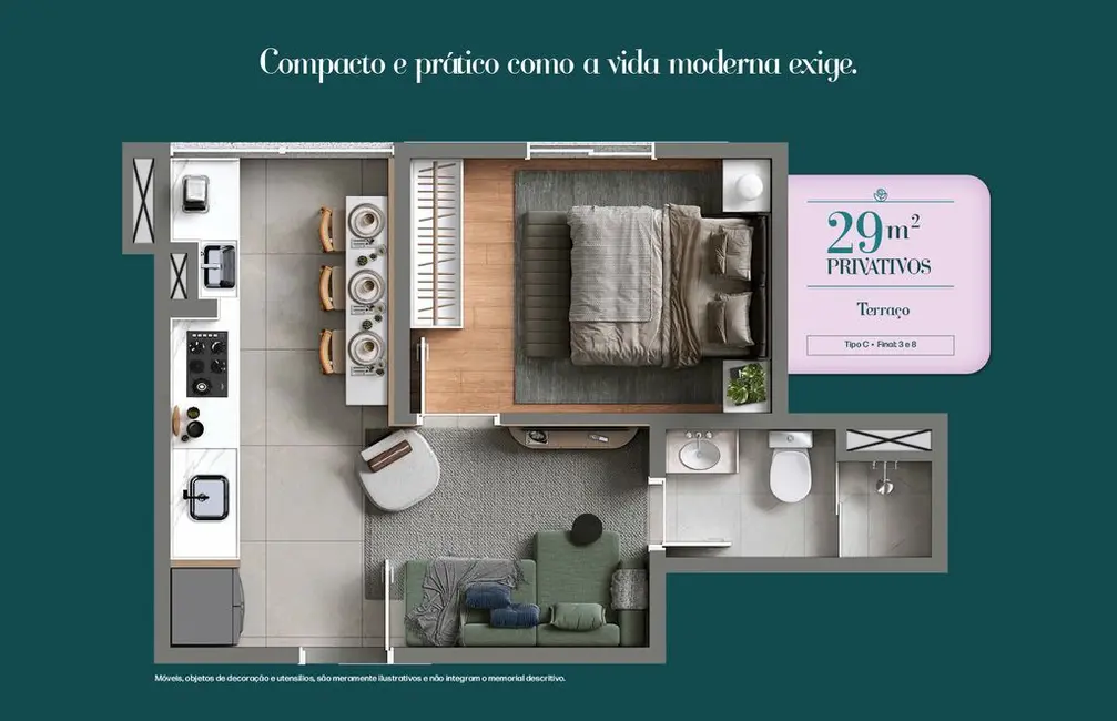 Foto 2 de Apartamento com 1 quarto à venda, 29m2 em Santa Maria, Osasco - SP