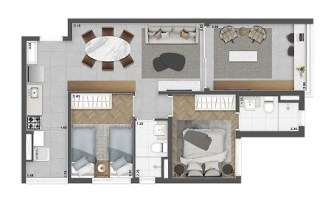 Foto 2 de Apartamento com 2 quartos à venda, 66m2 em Brooklin Paulista, São Paulo - SP